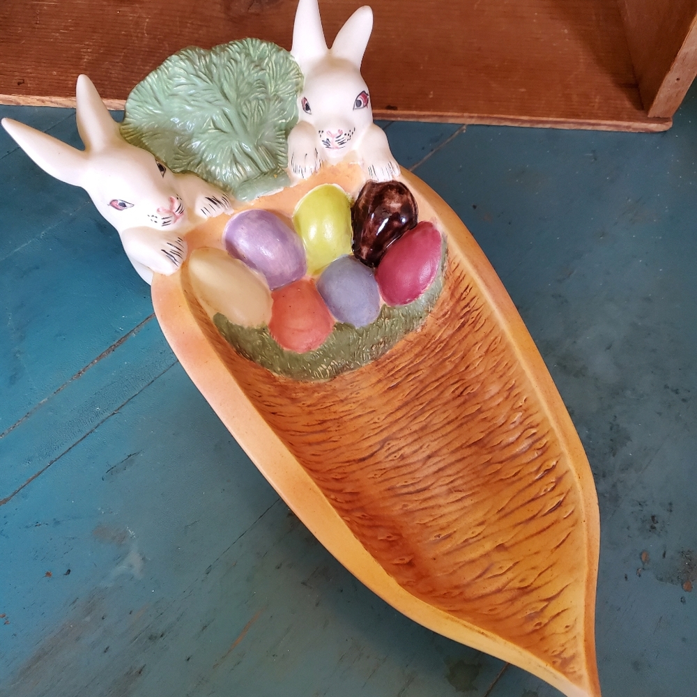 Vintage Easter Candy Dish Carrot